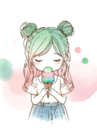 可愛女孩和冰淇淋V.2