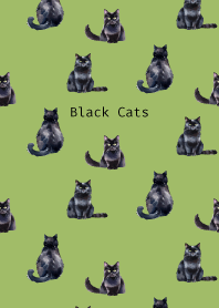 Black Cat Party on moss green