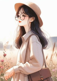 flower field cute girl anime07