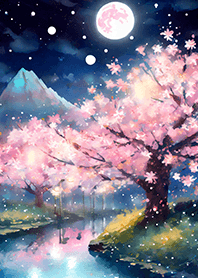 Beautiful night cherry blossoms#35