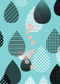 雫々の曇り空 水色×ピンク