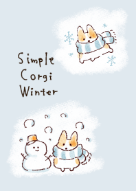 simple Corgi winter white blue.