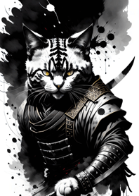 Ink wash cat samurai 40BC61