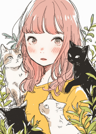 可愛女孩與貓咪 5