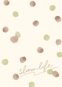 Soft brown and green polka dots
