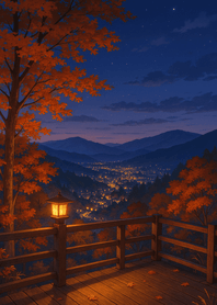 Autumn Night Valley Overlook