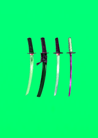 Simple Japanese sword blue green