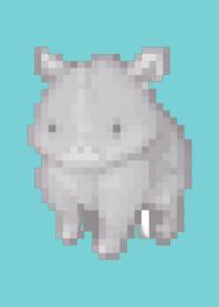 Rhinoceros Pixel Art Theme  Beige 04
