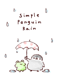 簡單的 企鵝 雨 白色 藍色