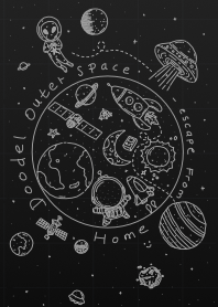 極簡黑色塗鴉太空