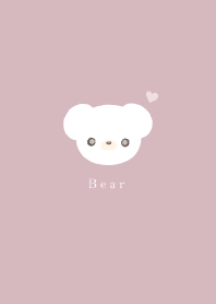 simple bear heart white pink beige