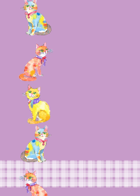 cat playing tricks3 on light purple