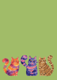 Amusing Cats02 moss green JP