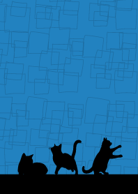 cat silhouette on blue JP
