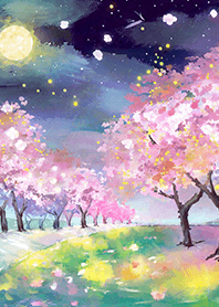 Beautiful night cherry blossoms#1858