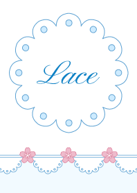 Lace 002-2 (Cherry blossoms/White/Blue)