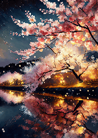 Beautiful night cherry blossoms#739