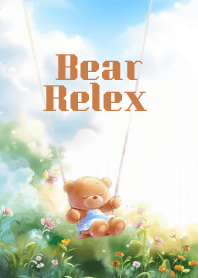 cute bear relaxes on the swing