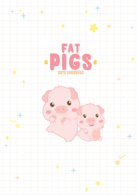 Fat Pigs Cute Cheerful Sweet