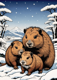 浮世絵 - 水豚 4E6162