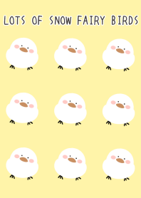 LOTS OF SNOW FAIRY BIRDS/LIGHT YELLOW
