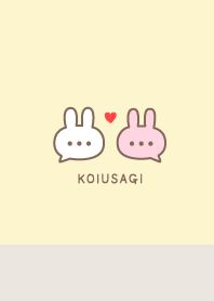 Pair Rabbet&Heart / Cream Yellow & Beige