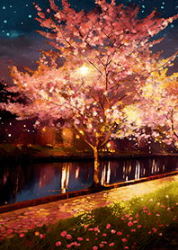 Beautiful night cherry blossoms#493