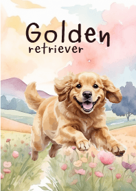 Golden Retriever Dog In Flower Theme