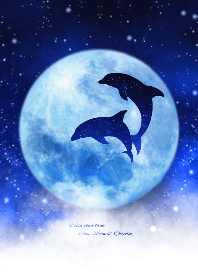 Wish Come True Blue Moon Dolphin Line Theme Line Store