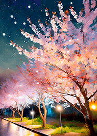 Beautiful night cherry blossoms#1426