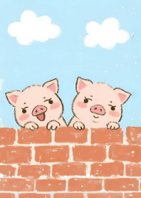 Cute Couple Pigs on the Wall
