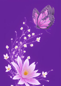 몽환적인 보라색 꽃 나비 ucxsU