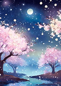 Beautiful night cherry blossoms#373