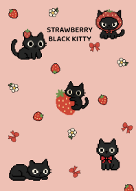 strawberry black kitty : pixel