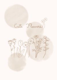 Handwritten line drawing flower (beige)