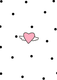 Polka dots and hearts. Feathers.