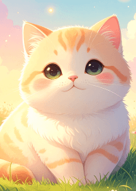 A chubby cat and a bright field