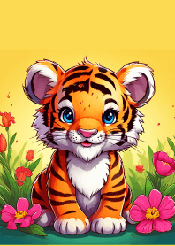 Cute tiger flower theme