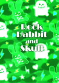 ロックなウサギとドクロちゃんグリーン迷彩