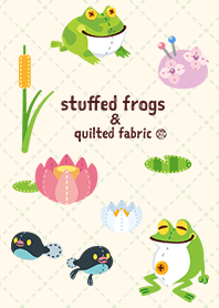 stuffed frogs & quilted fabric