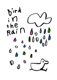 雨の中の鳥