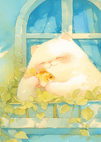 ✨胖白貓&寵物金魚❤️