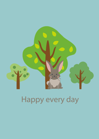 森林樹木與兔子