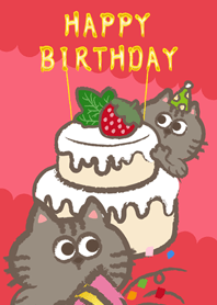 Mr Cat Miss Cat Birthday!(bright red)