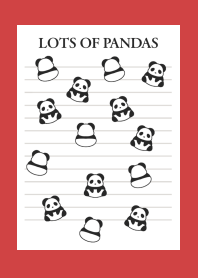 LOTS OF PANDAS NOTEBOOK-RED-BEIGE