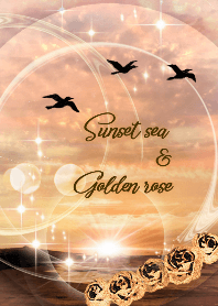 金運上昇【夕焼けの海とゴールドローズ】