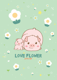 หมูอ้วน ดอกไม้น่ารัก คิ้วๆ