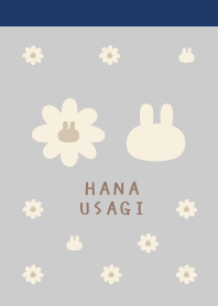 Retro Flower&Rabbit-Navy&Gray