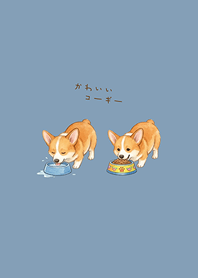 我養的可愛柯基犬(莫蘭迪藍色)