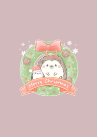 Hedgehog and Shimaenaga -Xmas- pink